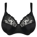 Product flatlay of Deauville Full Cup Bra Black from The Foundation, showing lace detail and full cup structure.