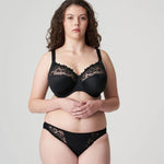 Full body image of model wearing the Deauville Full Cup Bra Black and matching briefs from The Foundation.