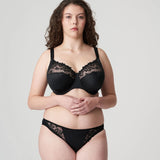 Full body image of model wearing the Deauville Full Cup Bra Black and matching briefs from The Foundation.