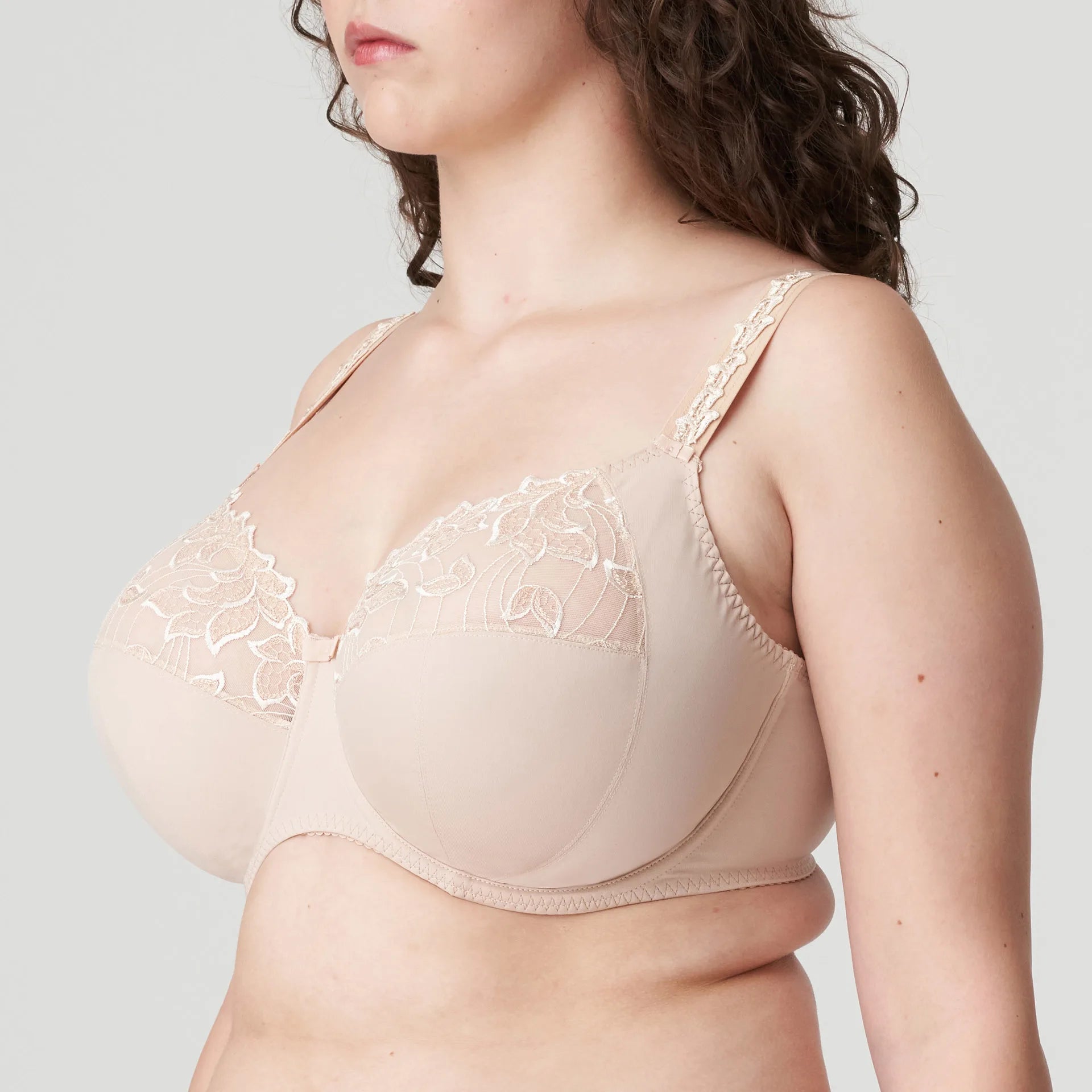 Side view of PrimaDonna Deauville Full Cup Bra in Café Latte – supportive, flattering fit for fuller busts – The Foundation