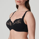 Side view of black Madison lace bra with deep cups—The Foundation