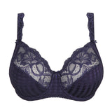 Front product shot of PrimaDonna Madison Full Cup Bra Blue Bijou with floral lace—The Foundation