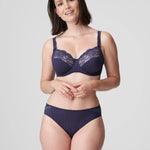 Model in Madison Full Cup Bra Blue Bijou with deep cups and lace detail—The Foundation