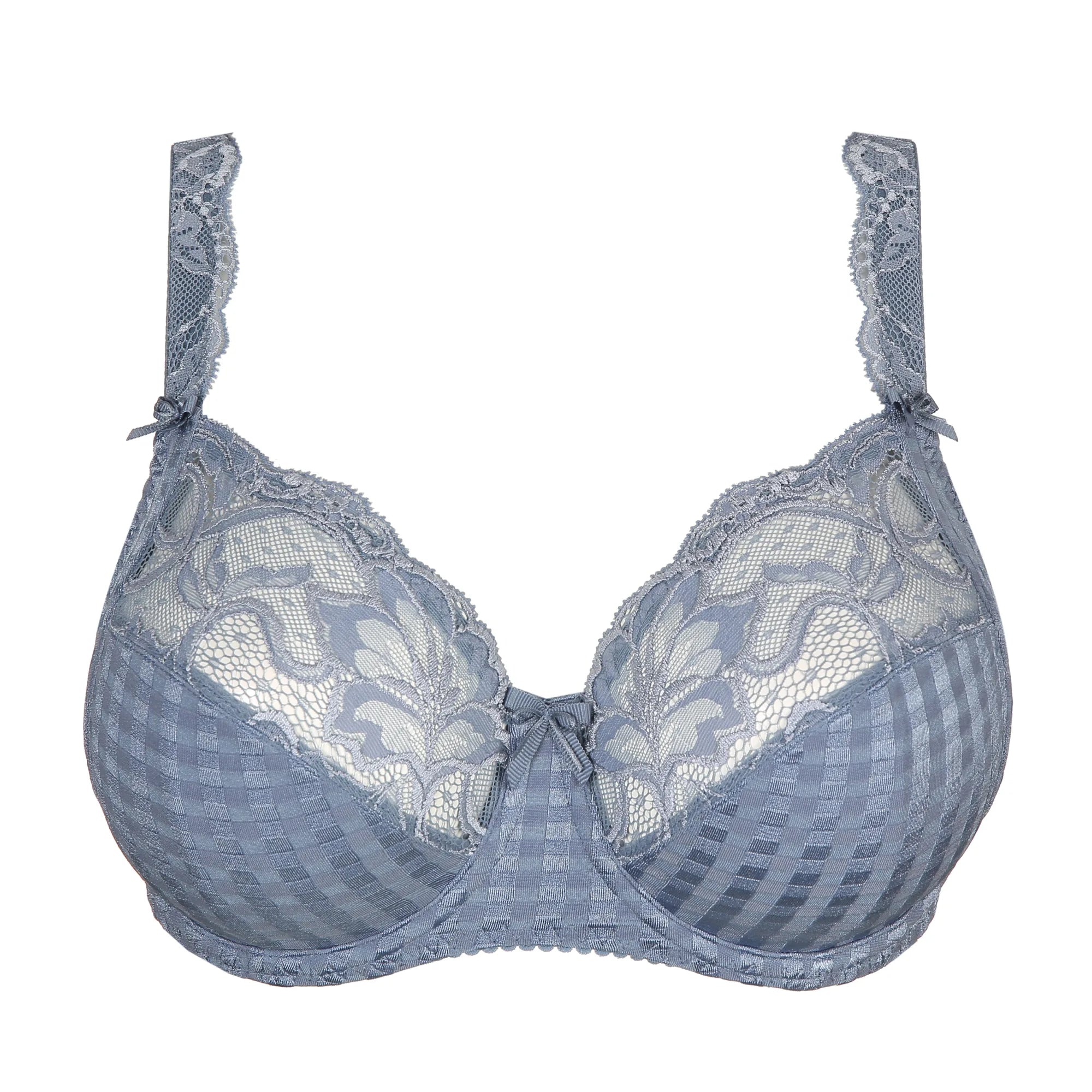 Flat lay of Madison bra showing deep supportive cups and flirty detailing—The Foundation