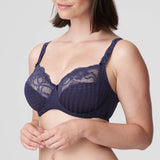 Side view of Madison Bra Blue Bijou showing shaping panels and supportive straps—The Foundation