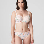 Model wearing PrimaDonna Madison Full Cup Bra in Pink Diamond with pastel floral lace—The Foundation