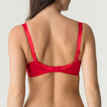 Back view of Madison Full Cup Bra Scarlet, showing adjustable straps and wide back band – The Foundation