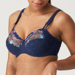 Side view of Sedaine Full Cup Bra by PrimaDonna– bold colour flowers with delicate sheer neckline.
