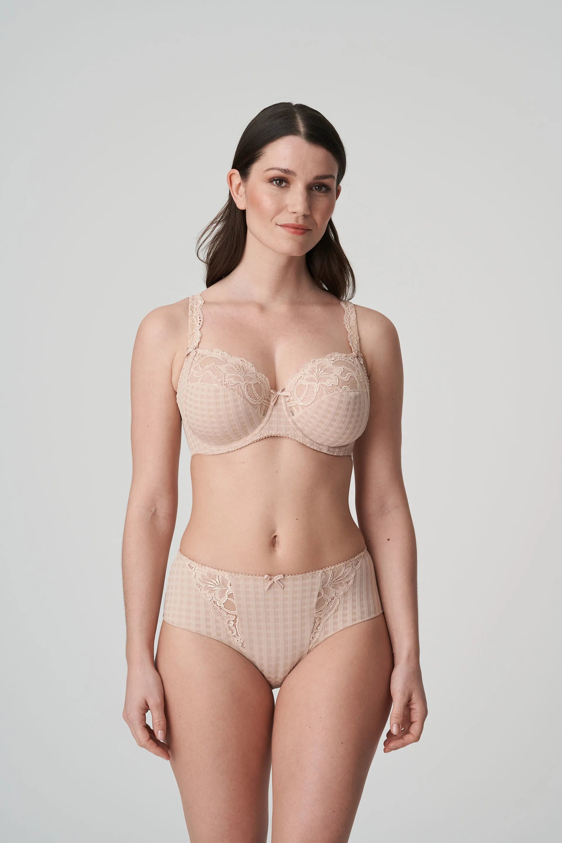 Complete lingerie set styled with the Madison Café Latte bra—The Foundation