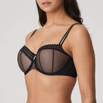 Side view of I Want You Balcony Bra in Black, featuring fine lace border and semi-sheer back panels.