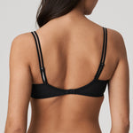 Back view of I Want You Bra in Black by PrimaDonna Twist, showing transparent tulle wings and glittery gold-thread straps.