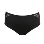 Flat lay of I Want You Full Brief in Black by PrimaDonna, highlighting lace side trim and seamless silhouette.