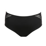 Flat lay of I Want You Full Brief in Black by PrimaDonna, highlighting lace side trim and seamless silhouette.