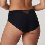 Back view of I Want You Full Brief in Black, featuring transparent tulle panel and lace accents at the bottom.