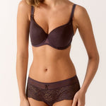 Side profile of Verity Spacer Bra Ardoise on model—comfortable seamless t-shirt bra