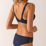 Back view of Empreinte Agathe plunge bra in Cobalt – comfort meets glamour with seamless support.