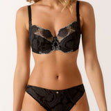 Empreinte Lilly Rose Underwire Bra in Black with demi-cup shape and floral embroidered lace.