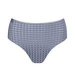 Flat lay of Avero Full Brief Atlantic Blue highlighting subtle gingham pattern and wide waistband.