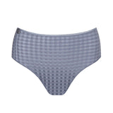 Flat lay of Avero Full Brief Atlantic Blue highlighting subtle gingham pattern and wide waistband.