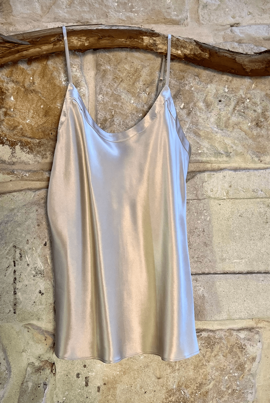 Lotus Silk camisole top silk singlet oyster nude colour by lin and barrett