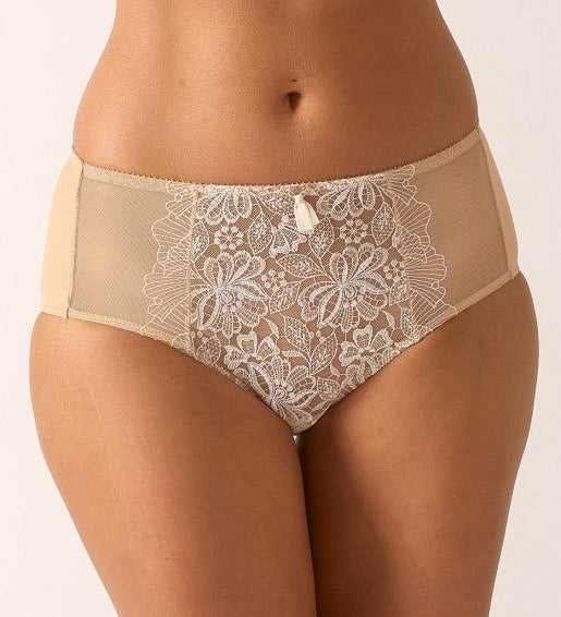 Front view of Empreinte Agathe Culotte Panty Brief in ivory with vintage-inspired embroidery—The Foundation