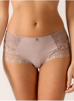 Empreinte Cassiopee Culotte Panty Brief in Rose Sauvage, featuring sheer lace panels and soft stretch fit in a warm pink hue.
