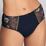 Front view of Empreinte Lauren Culotte Panty Brief in Night Magic – detailed embroidered tulle – The Foundation