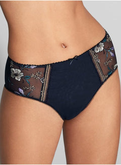 Front view of Empreinte Lauren Culotte Panty Brief in Night Magic – detailed embroidered tulle – The Foundation