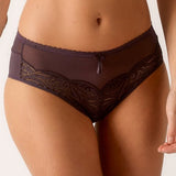 Front view of Empreinte Verity Culotte Panty Brief in Ardoise—lace-accented full brief available at The Foundation