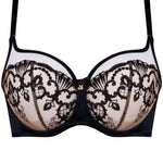flat layer of Perla High Apex Bra Black – balconette-style support and lace detail – The Foundation