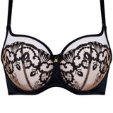 flat layer of Perla High Apex Bra Black – balconette-style support and lace detail – The Foundation