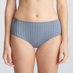 Front view of Marie Jo Avero Full Brief in Atlantic Blue with gingham texture and soft sheen.